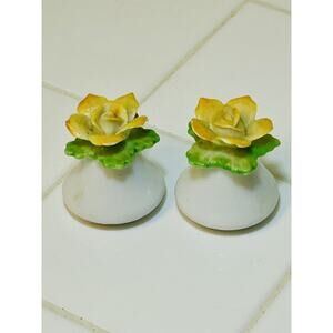 Vintage Aynsley Fine‎ Bone China Floral Salt And Pepper Shaker Japan HandPainted